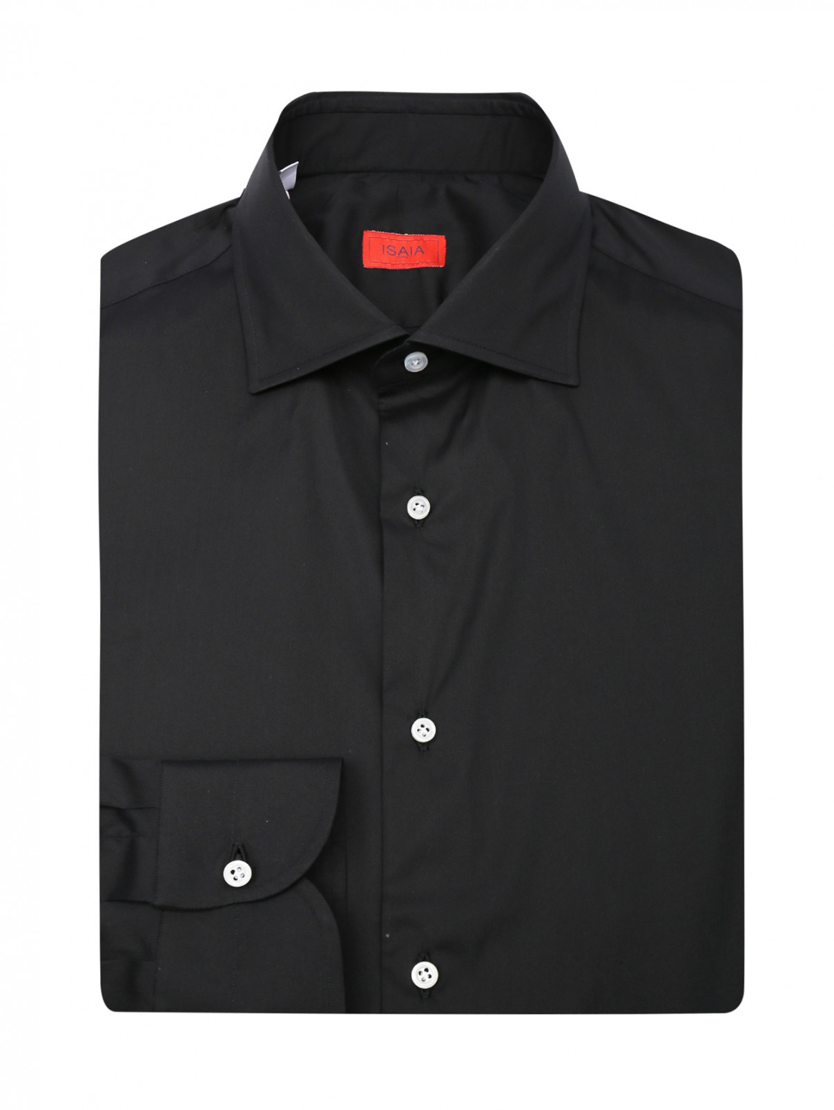 Рубашка из хлопка на пуговицах Isaia  –  Общий вид  – Цвет:  Черный