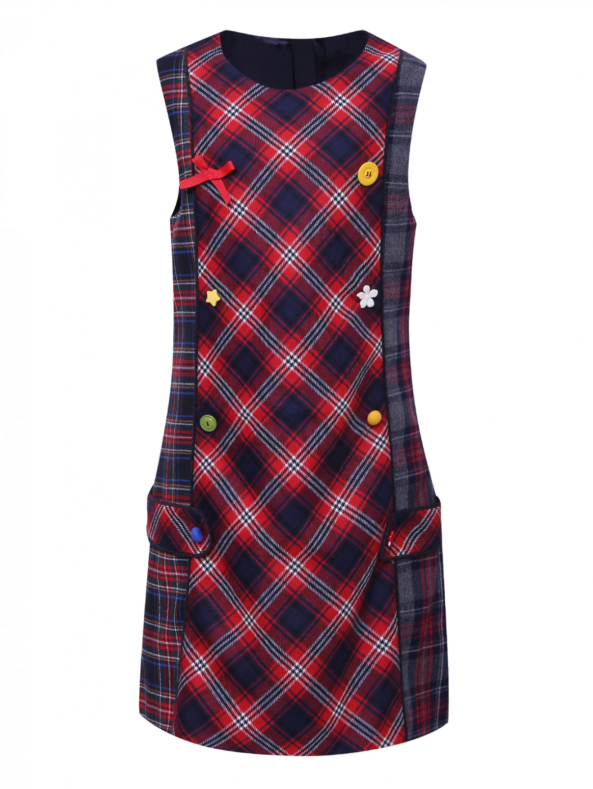 Платье без рукавов с декоративными пуговицами Dolce & Gabbana  –  Общий вид  – Цвет:  Узор