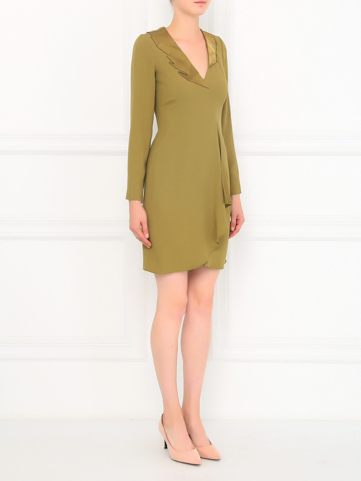 Платье с ассиметричным низом Emporio Armani  –  Модель Общий вид  – Цвет:  Зеленый