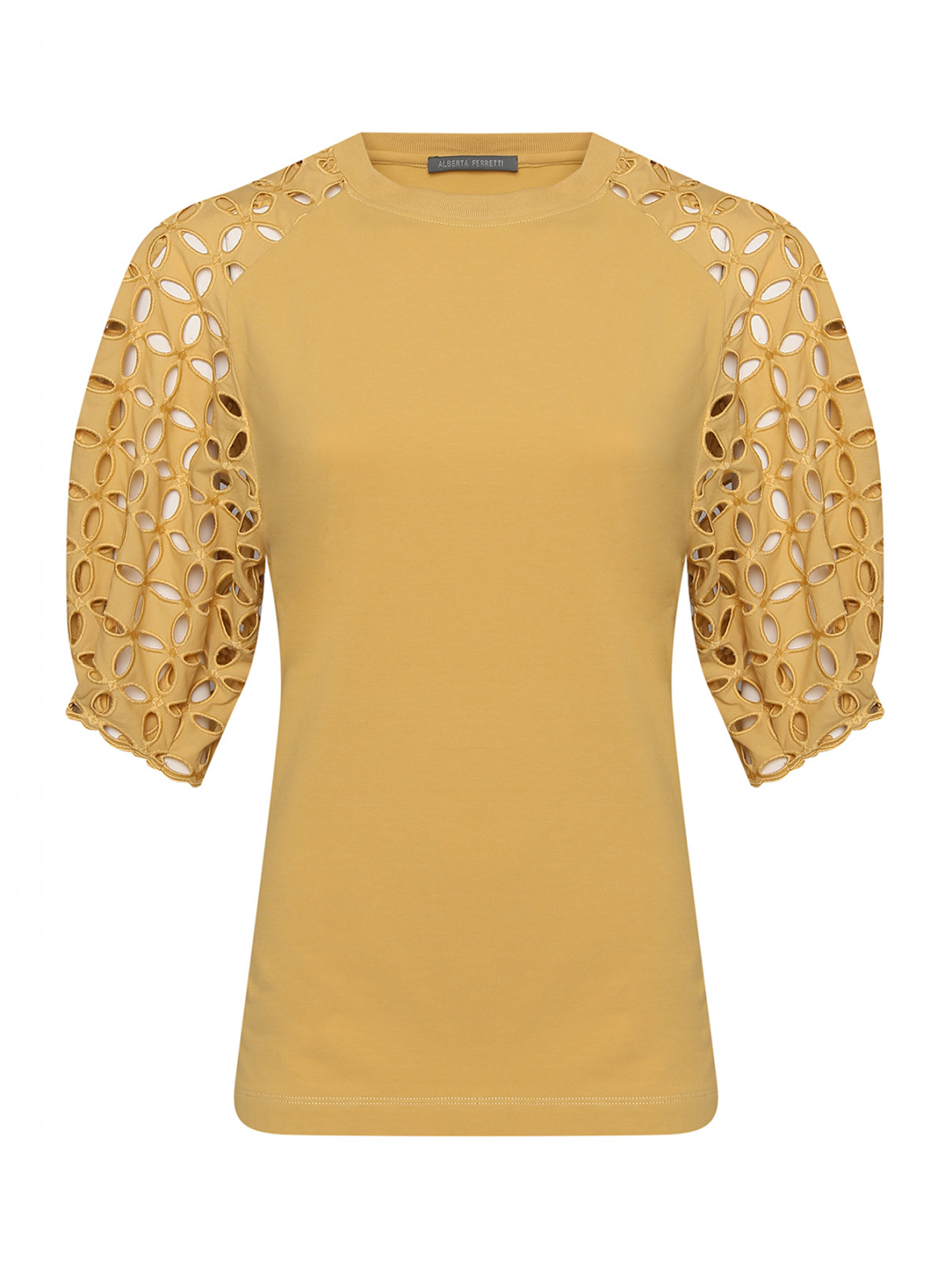 Блуза из хлопка с объемными рукавами Alberta Ferretti  –  Общий вид  – Цвет:  Желтый