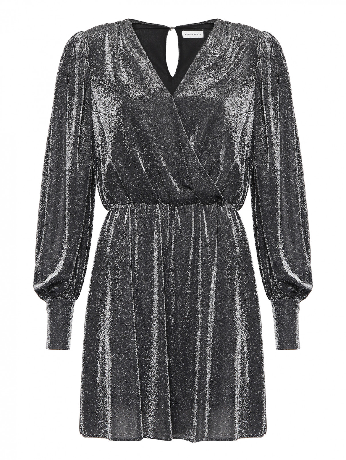 Платье-мини с люрексом на запах SILVIAN HEACH  –  Общий вид  – Цвет:  Серый