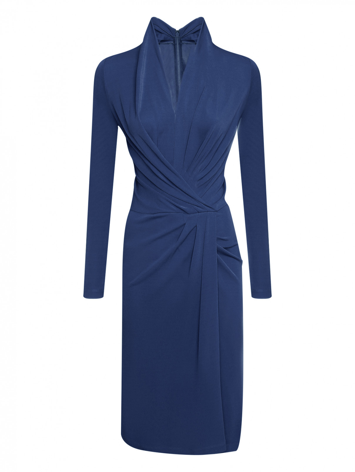 Платье на запах из вискозы Alberta Ferretti  –  Общий вид  – Цвет:  Синий