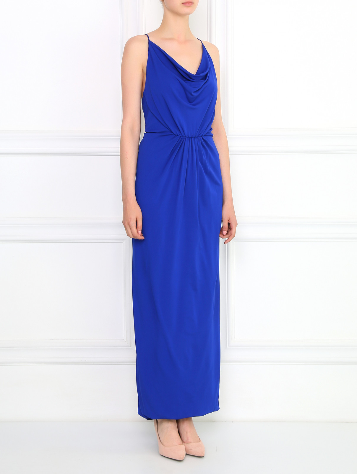 Платье-макси с драпировкой Cut 25  –  Модель Общий вид  – Цвет:  Синий