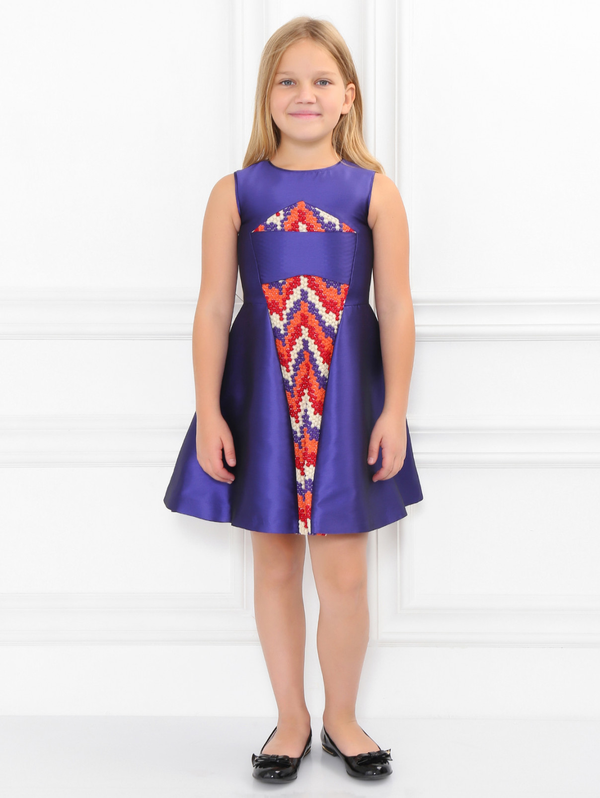 Платье А-силуэта с контрастной вставкой Val Max  –  Модель Общий вид  – Цвет:  Фиолетовый