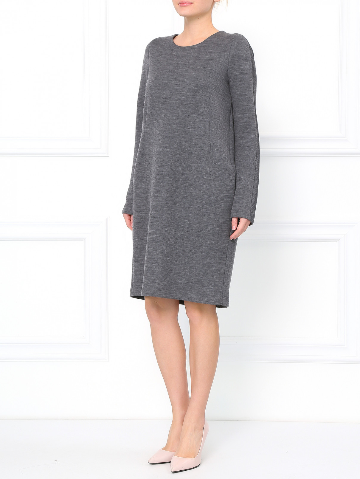 Свободное платье из шерсти Jil Sander  –  Модель Общий вид  – Цвет:  Серый