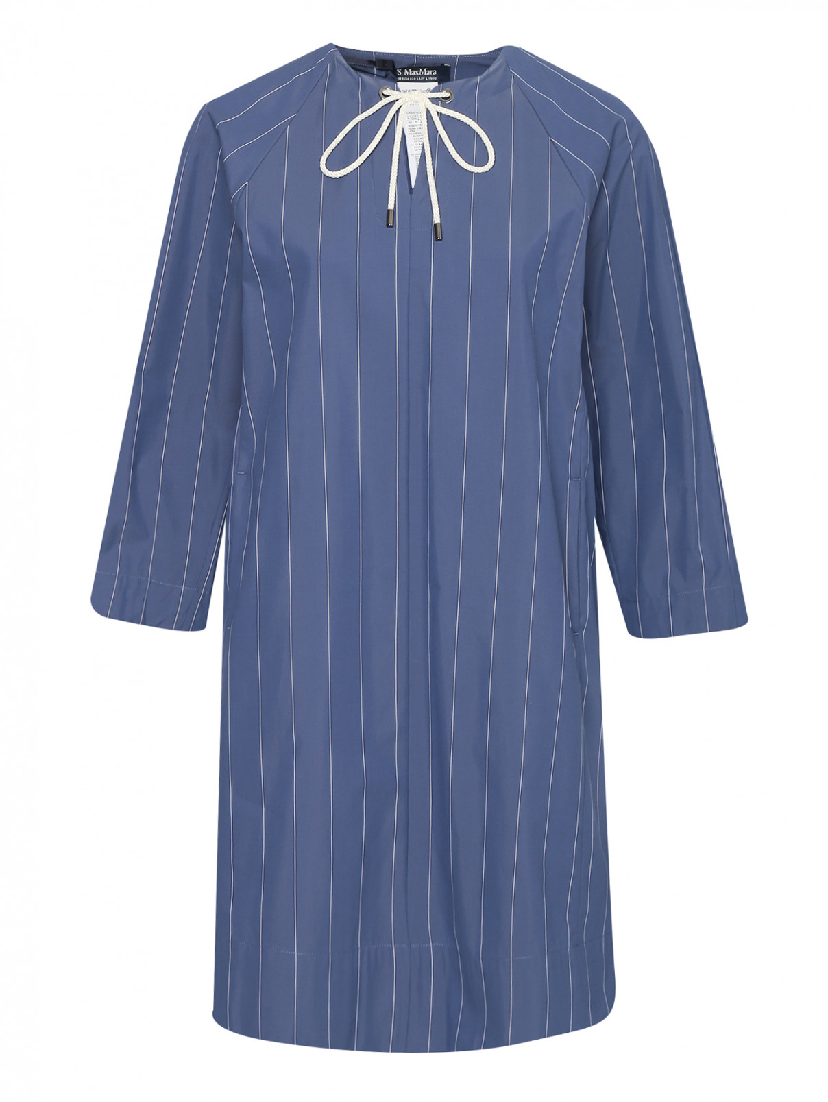Платье из хлопка с узором полоска Max Mara  –  Общий вид  – Цвет:  Синий