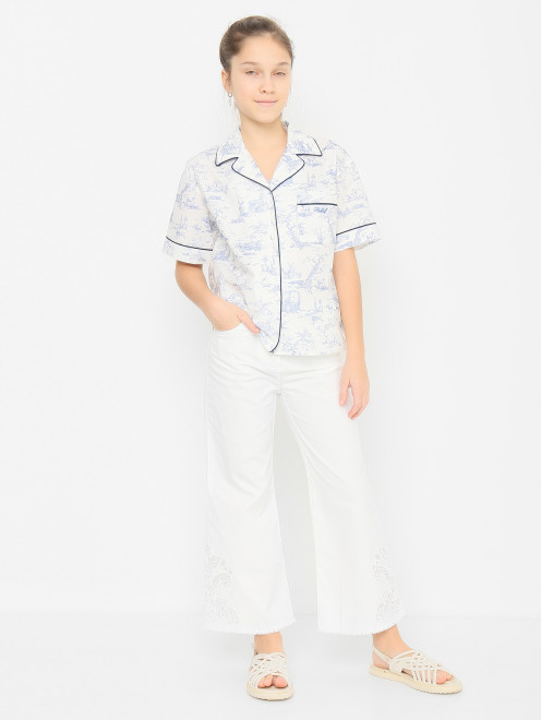 Хлопковые брюки с бахромой Ermanno Scervino Junior - МодельОбщийВид