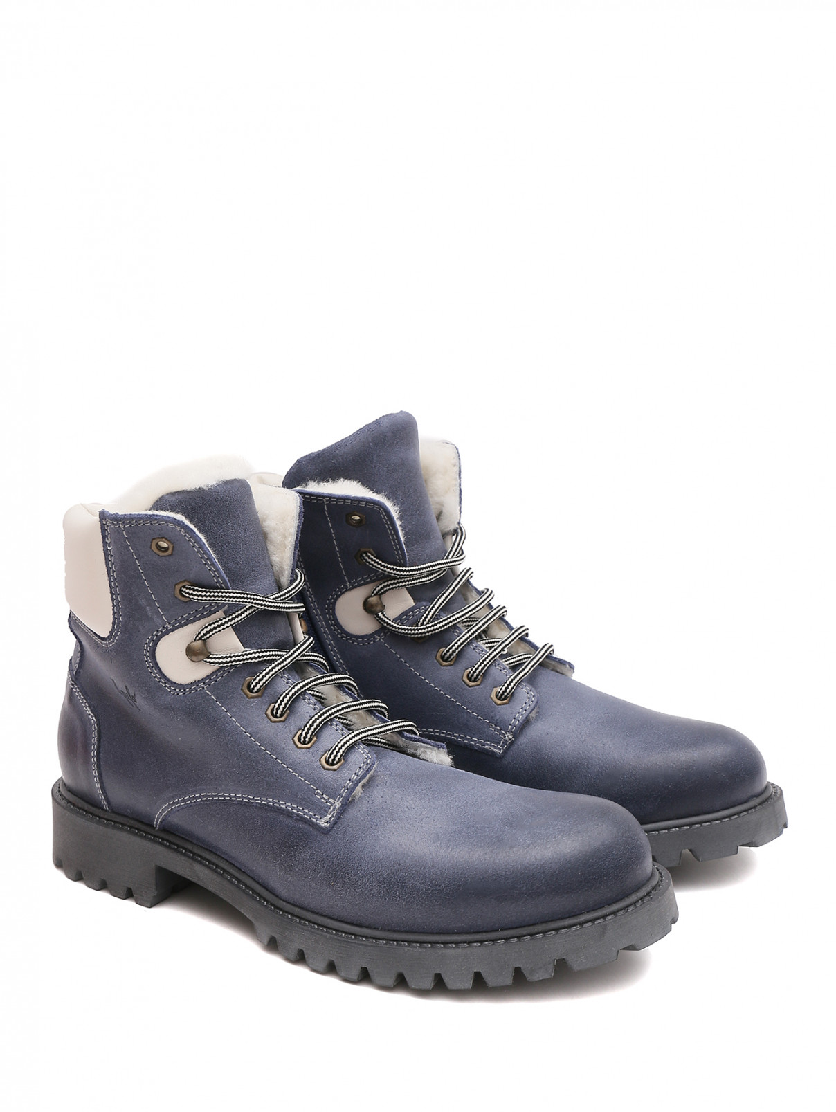 Высокие ботинки на шнуровке Il Gufo  –  Общий вид  – Цвет:  Синий
