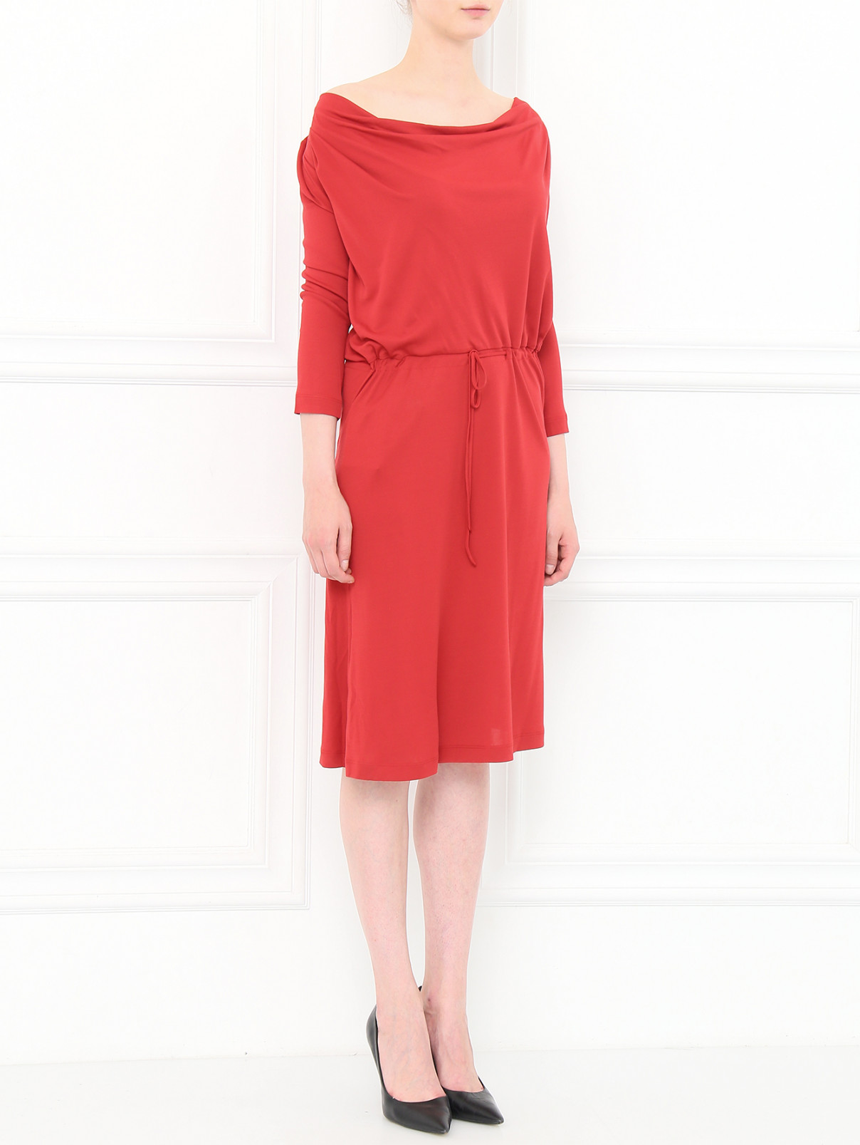 Платье свободного кроя с драпировкой Alberta Ferretti  –  Модель Общий вид  – Цвет:  Красный