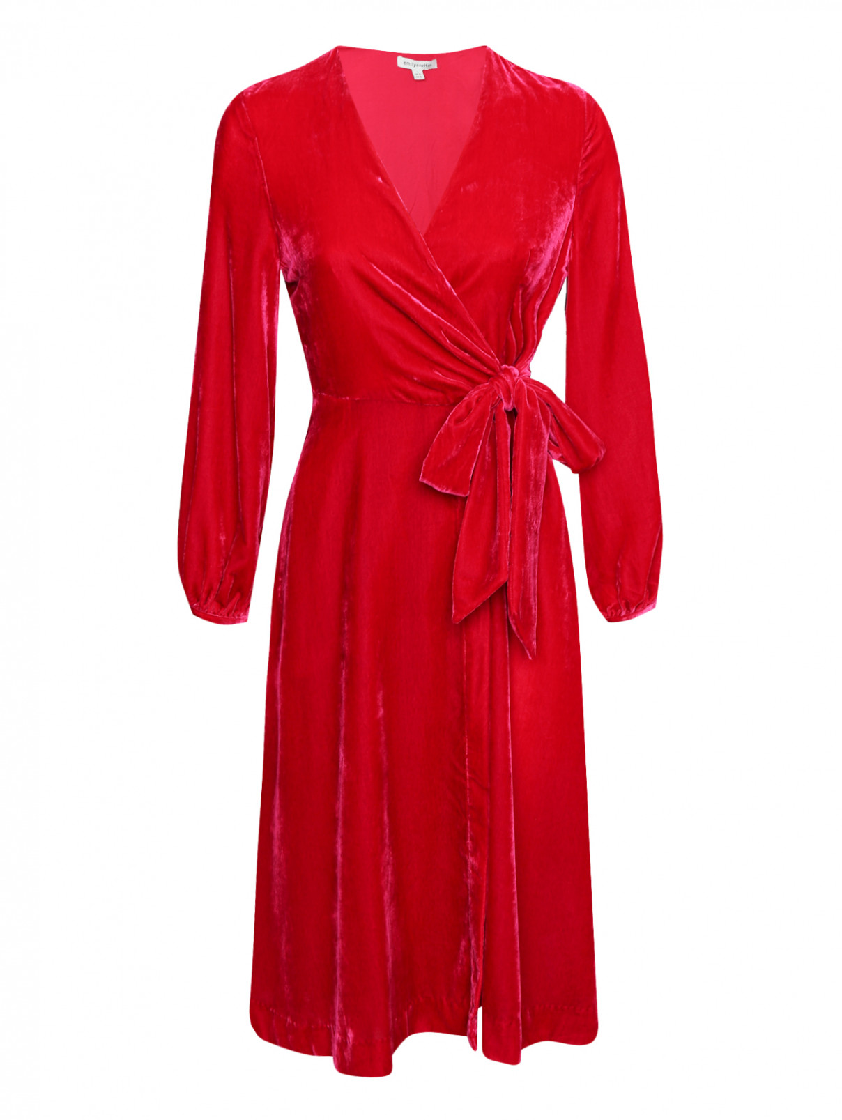 Платье-миди из бархата Emily and Fin  –  Общий вид  – Цвет:  Красный