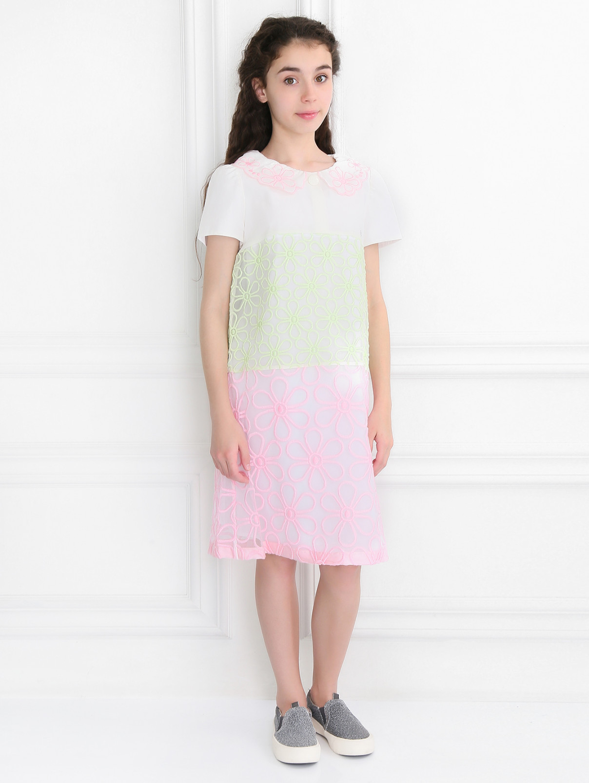Платье из хлопка с вышивкой I Pinco Pallino  –  Модель Общий вид  – Цвет:  Узор