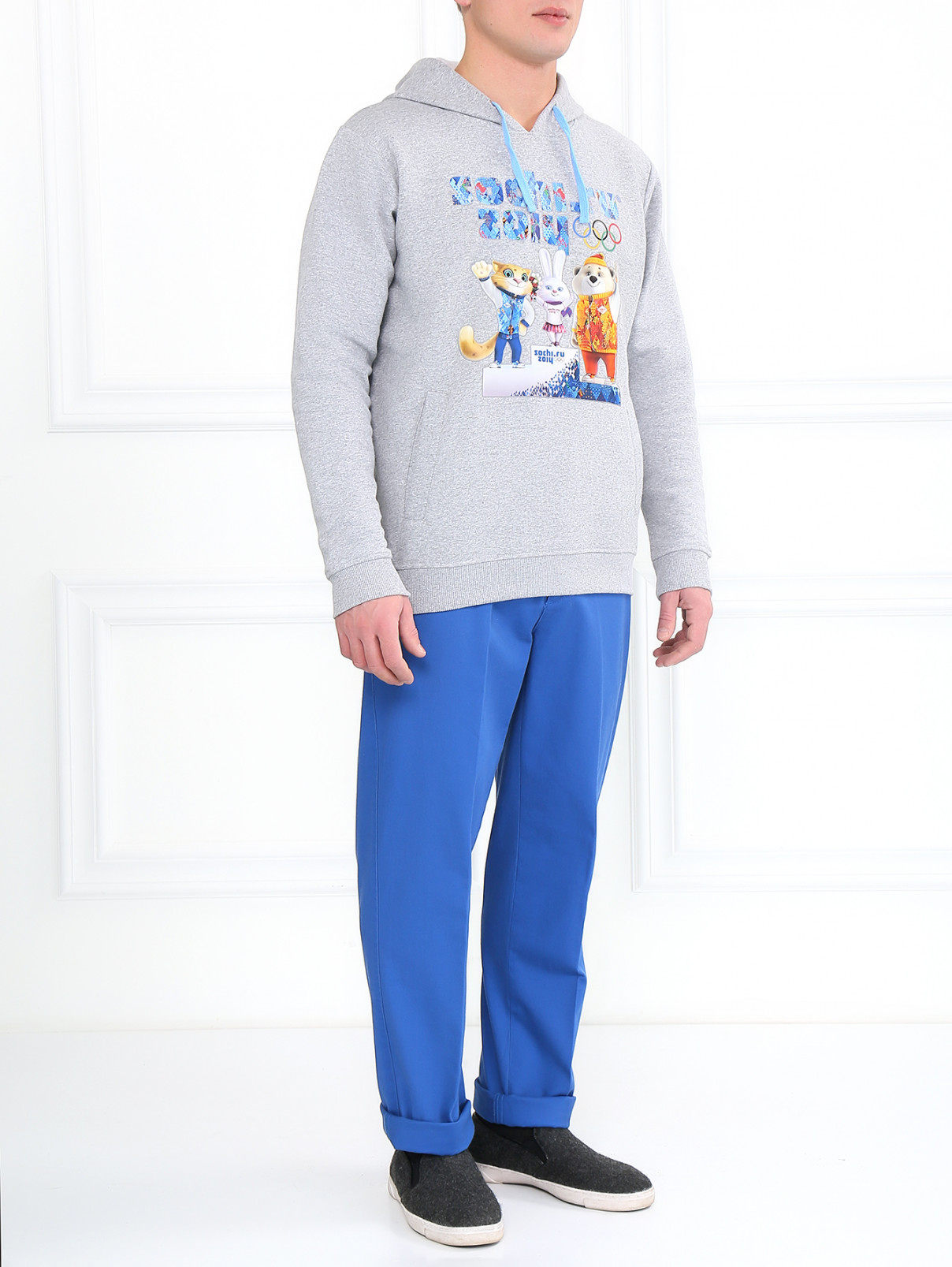 Брюки из хлопка с боковыми карманами Sochi 2014  –  Модель Общий вид  – Цвет:  Синий