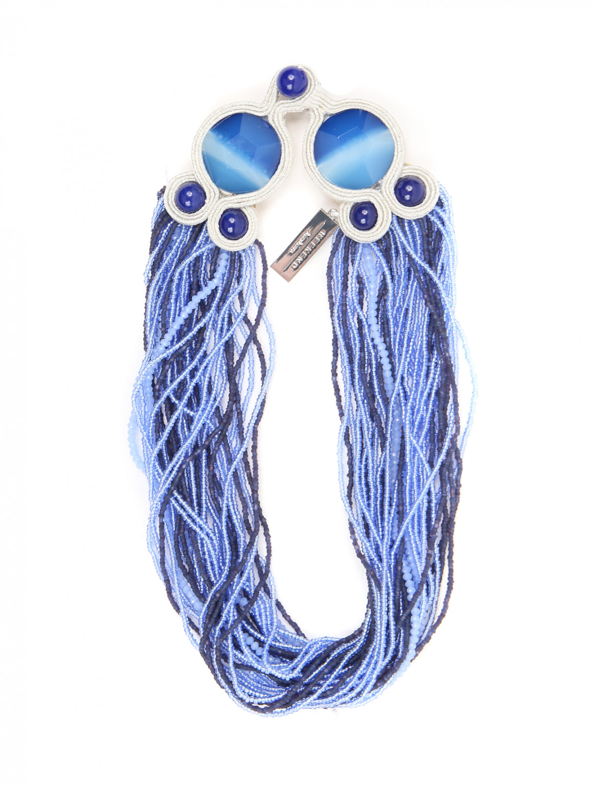 Ожерелье многослойное из бисера с декоративной застежкой Max Mara  –  Общий вид  – Цвет:  Синий
