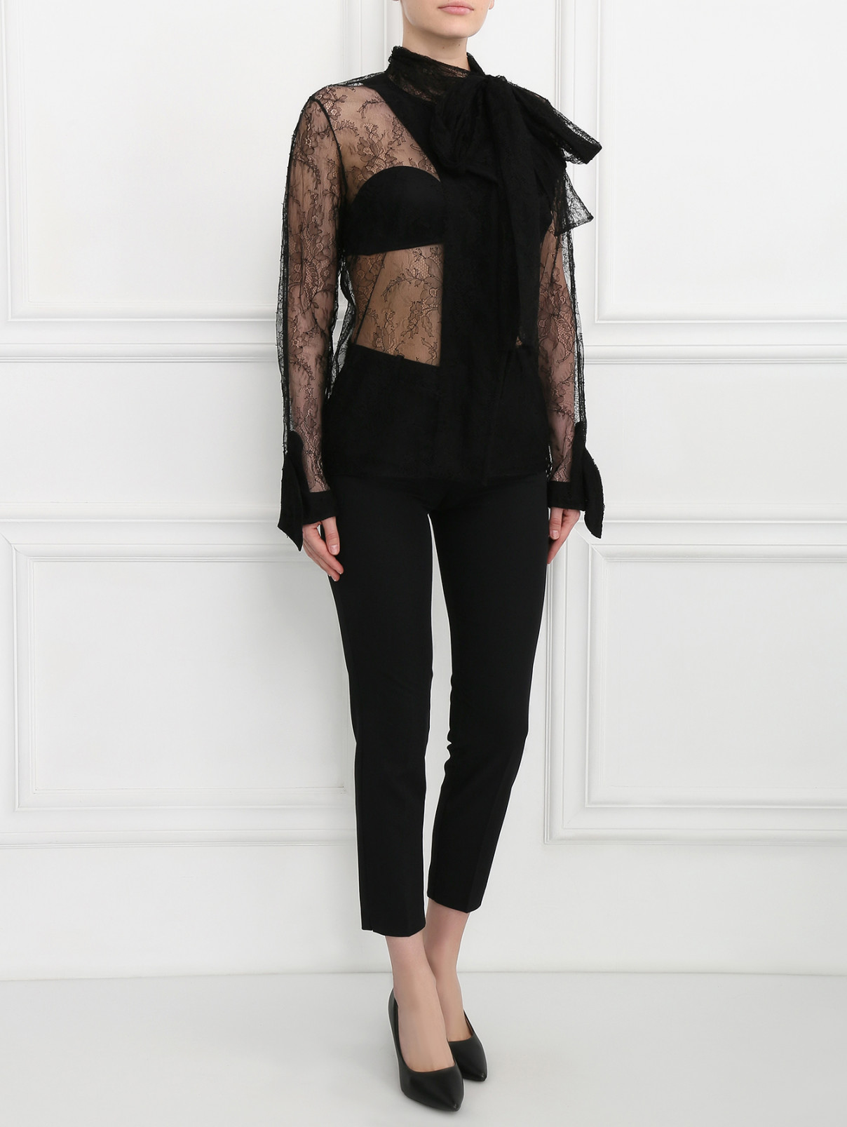 Блуза кружевная Anne Valerie Hash  –  Модель Общий вид  – Цвет:  Черный