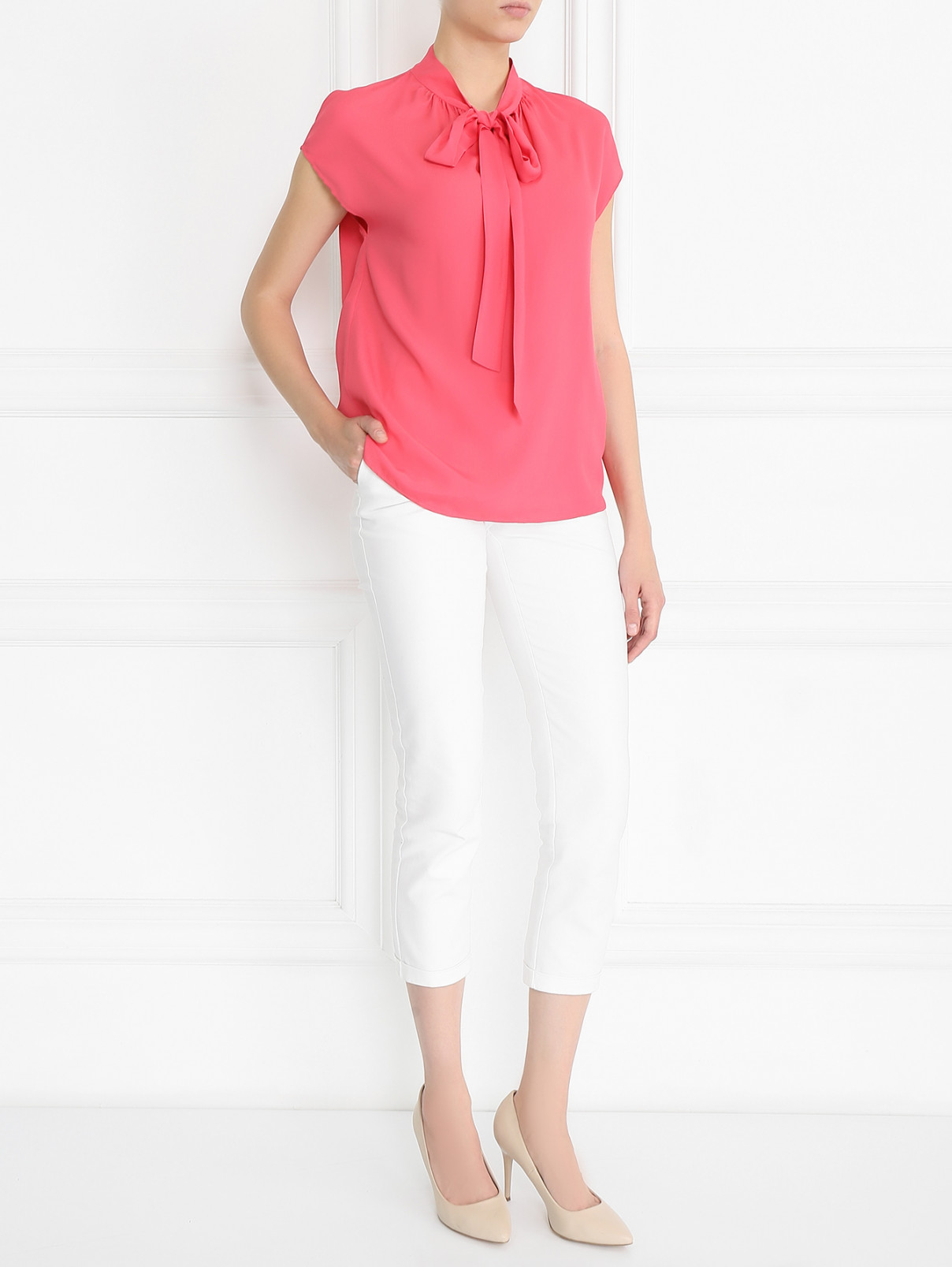 Блуза из вискозы и шелка Moschino Boutique  –  Модель Общий вид  – Цвет:  Розовый