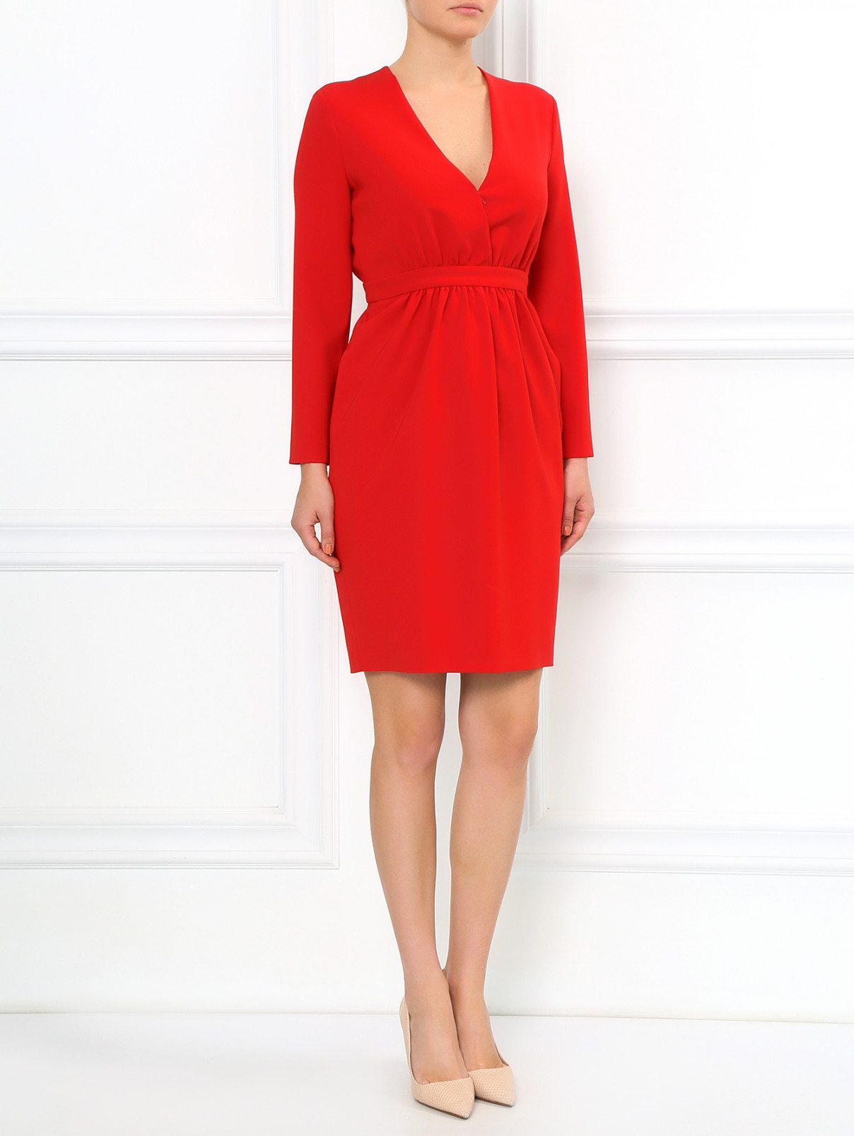 Платье-футляр с боковыми карманами Moschino  –  Модель Общий вид  – Цвет:  Красный