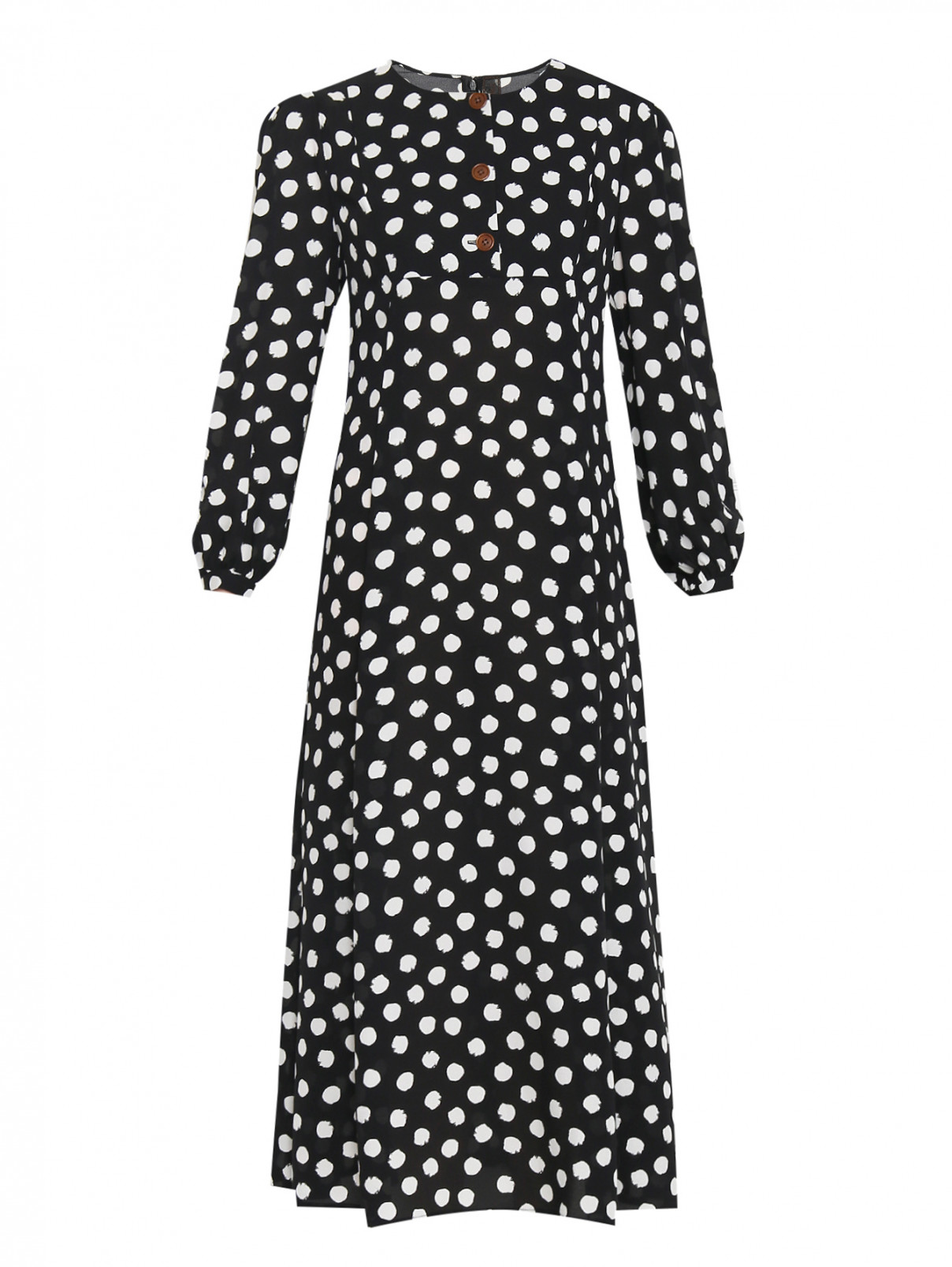 Платье из шелка с узором Ulyana Sergeenko  –  Общий вид  – Цвет:  Черный