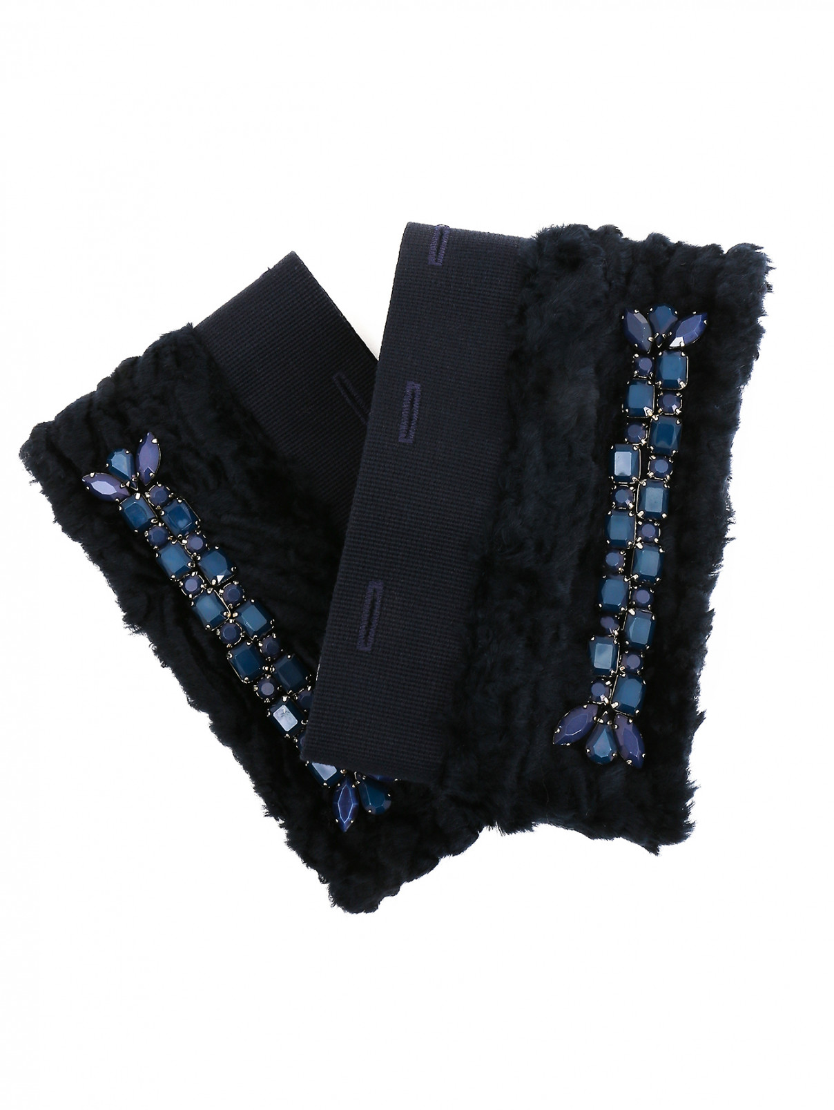 Манжеты декорированные кристаллами S Max Mara  –  Общий вид  – Цвет:  Синий