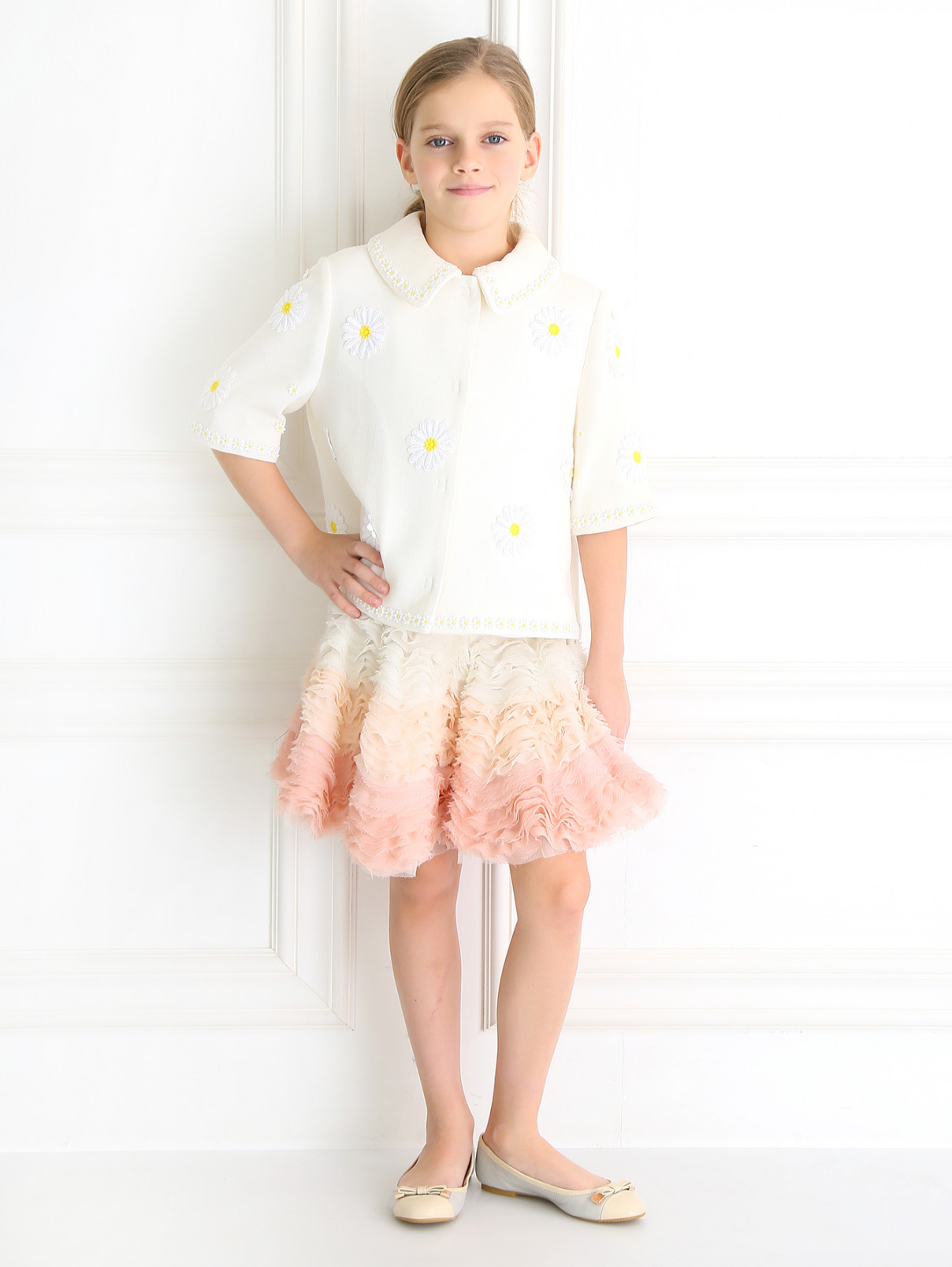 Жакет из шерсти с декоративными элементами Dolce & Gabbana  –  Модель Общий вид  – Цвет:  Белый