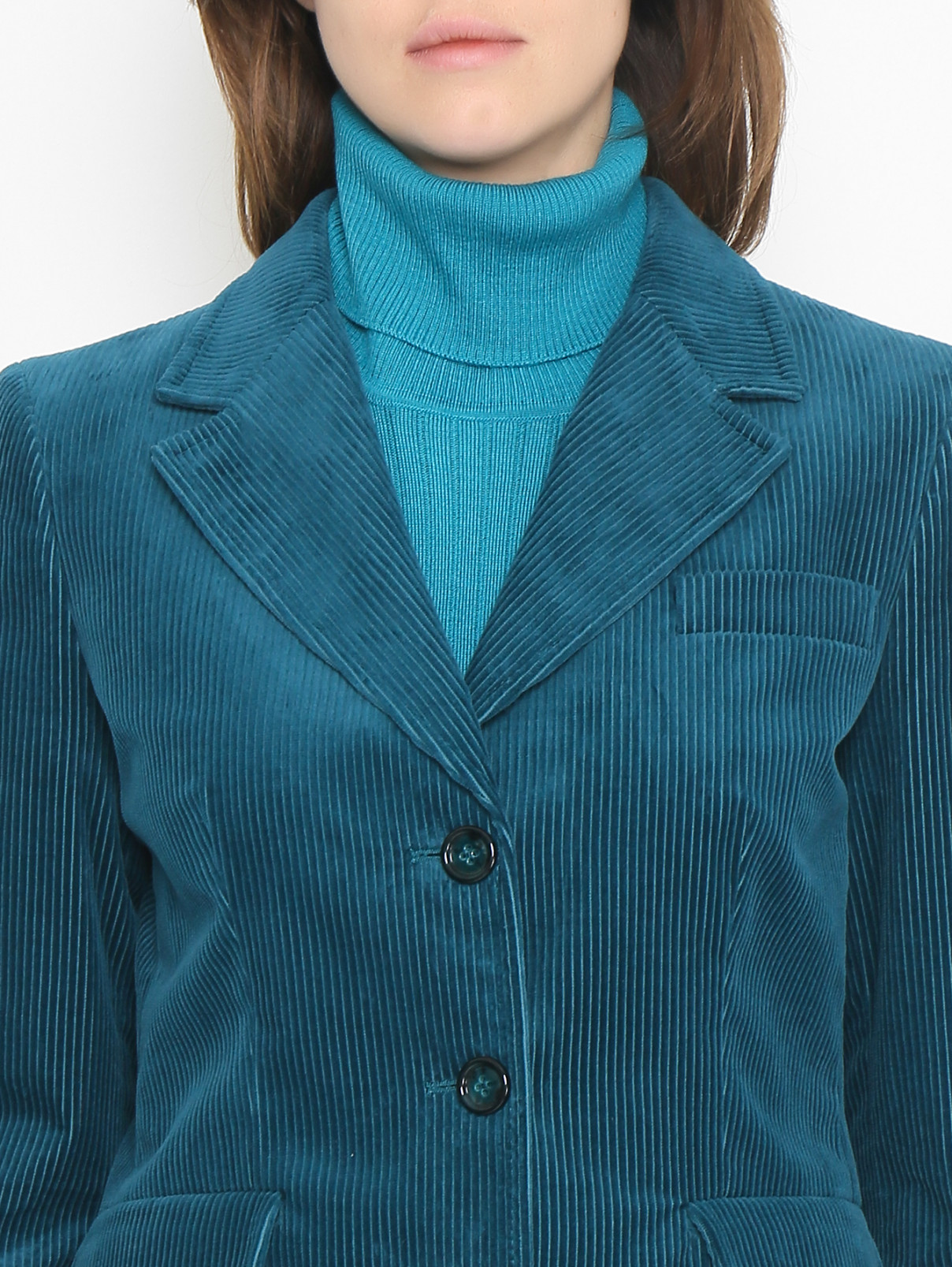 Однобортный жакет из хлопка Luisa Spagnoli  –  МодельОбщийВид1  – Цвет:  Синий