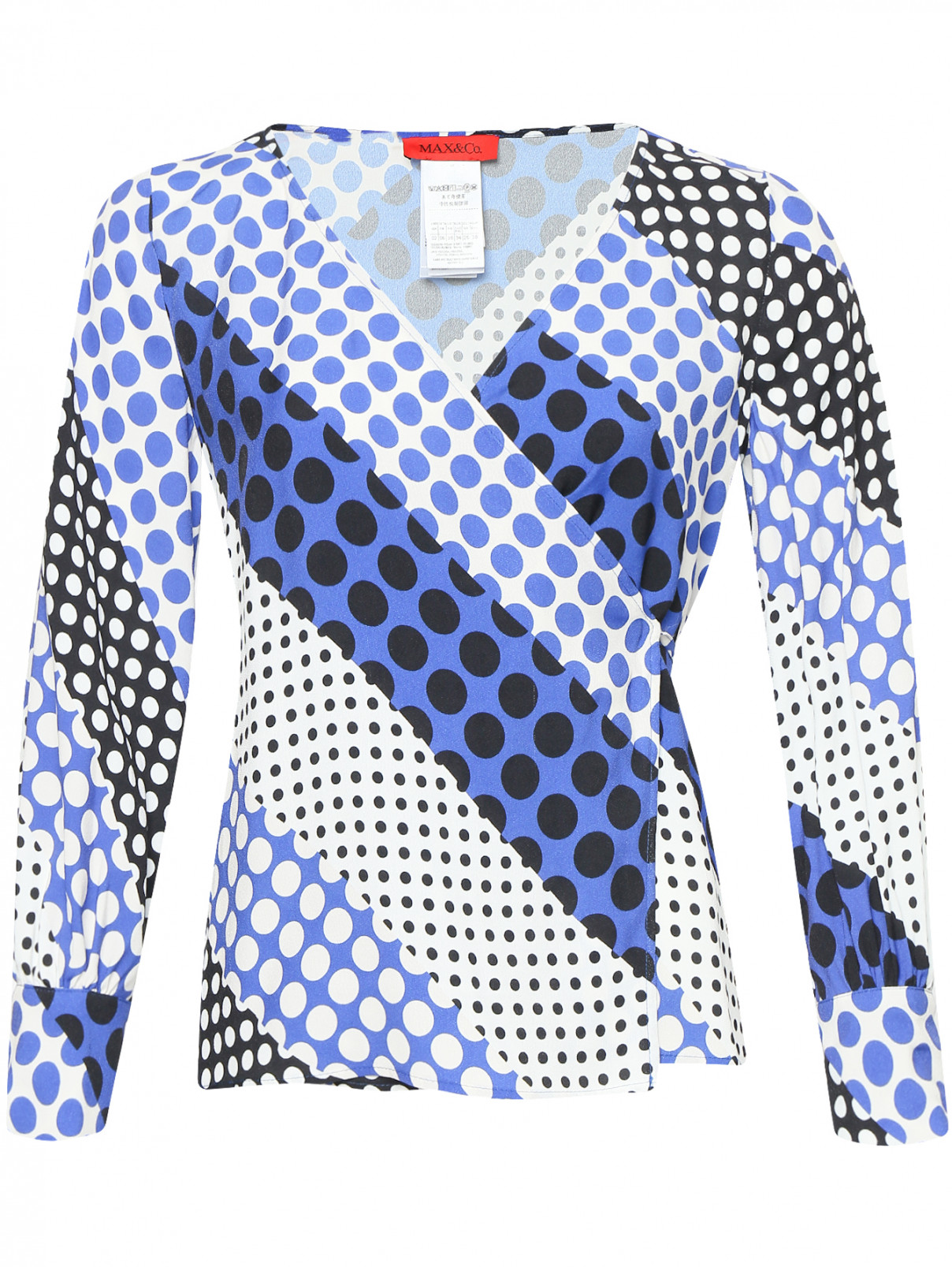 Блуза на запах с узором Max&Co  –  Общий вид  – Цвет:  Узор