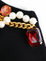 Шерстяной укороченный жакет с декоративным ожерельем из жемчуга, цепей и кристаллов Moschino Boutique  –  Деталь1