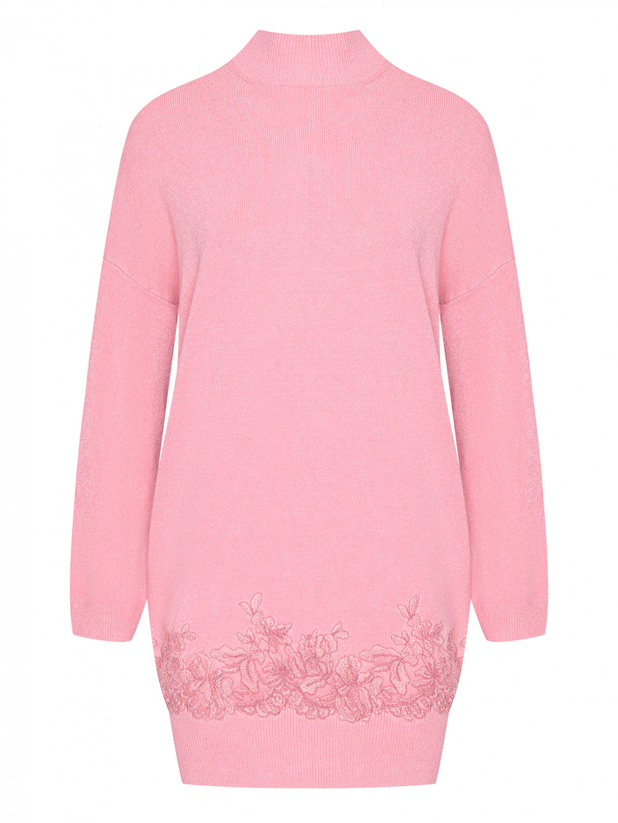 Платье свободного кроя с вышивкой Ermanno Firenze  –  Общий вид  – Цвет:  Розовый