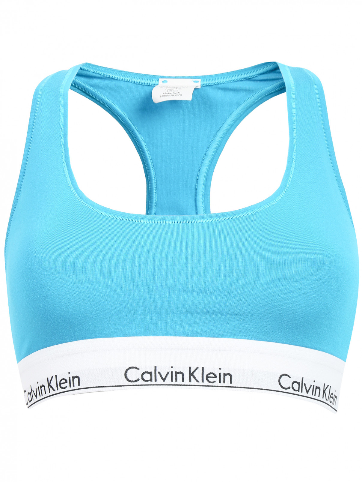 Кроп-топ с контрастной отделкой Calvin Klein  –  Общий вид  – Цвет:  Синий