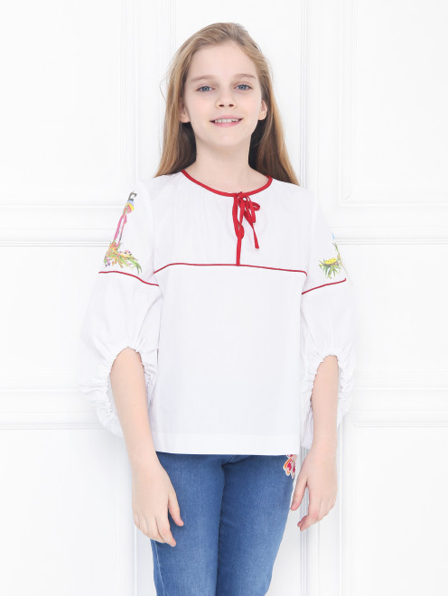 Блуза хлопковая в крестьянском стиле - МодельВерхНиз