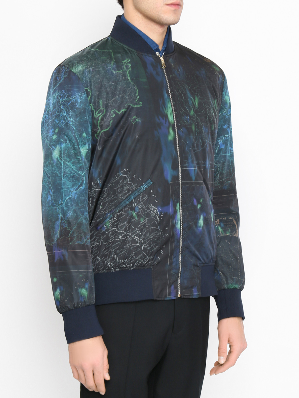 Куртка на молнии с узором Paul Smith  –  МодельВерхНиз  – Цвет:  Синий