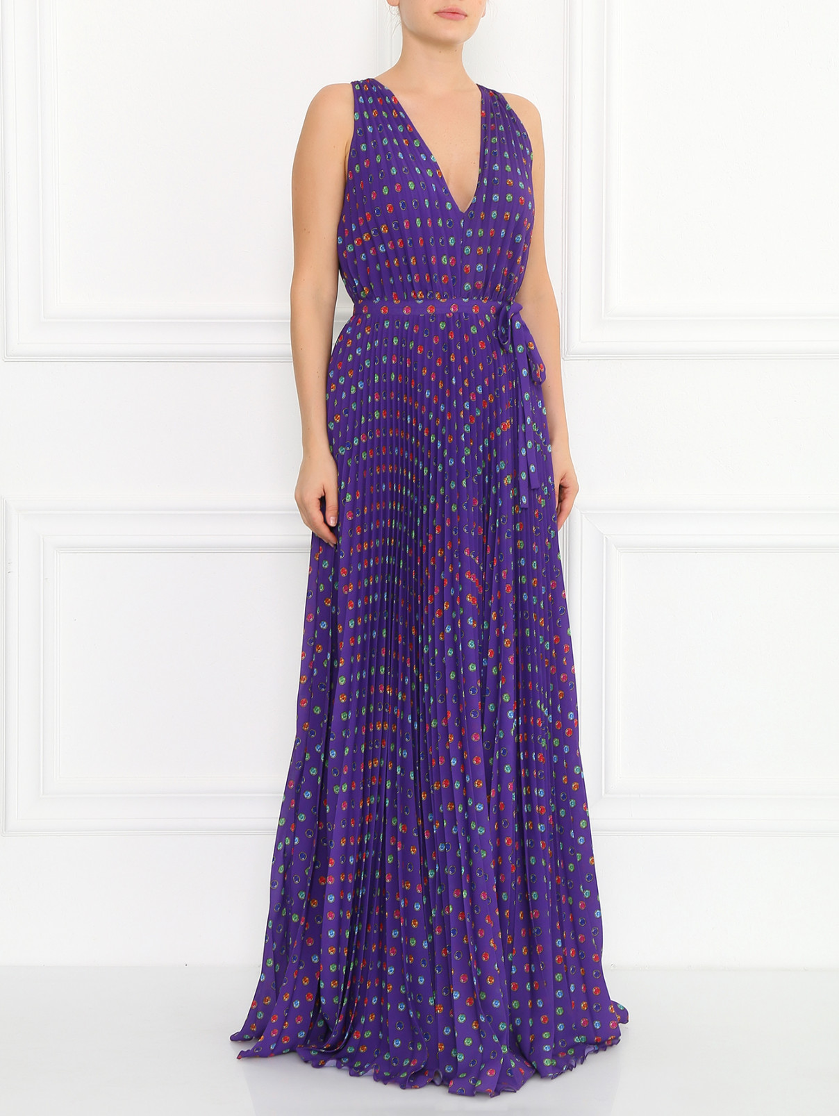Плиссированное платье-макси с узором Moschino Boutique  –  Модель Общий вид  – Цвет:  Узор