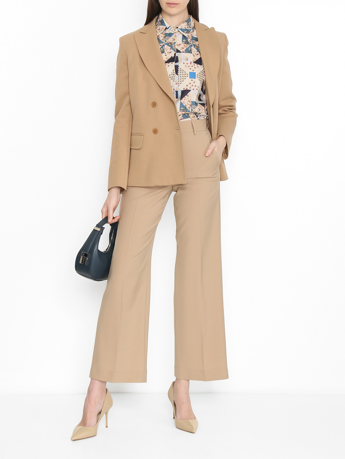 Блуза из хлопка с узором Weekend Max Mara  –  МодельОбщийВид  – Цвет:  Узор