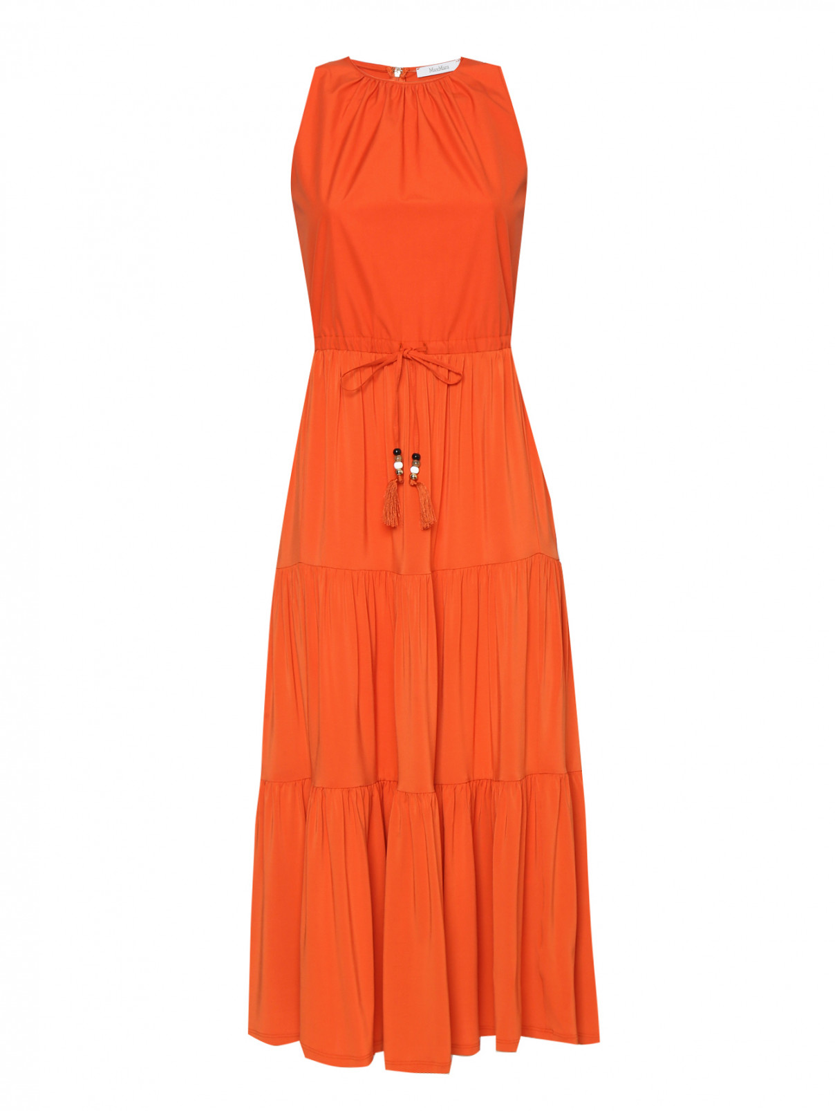 Платье из хлопка без рукавов Max Mara  –  Общий вид  – Цвет:  Оранжевый