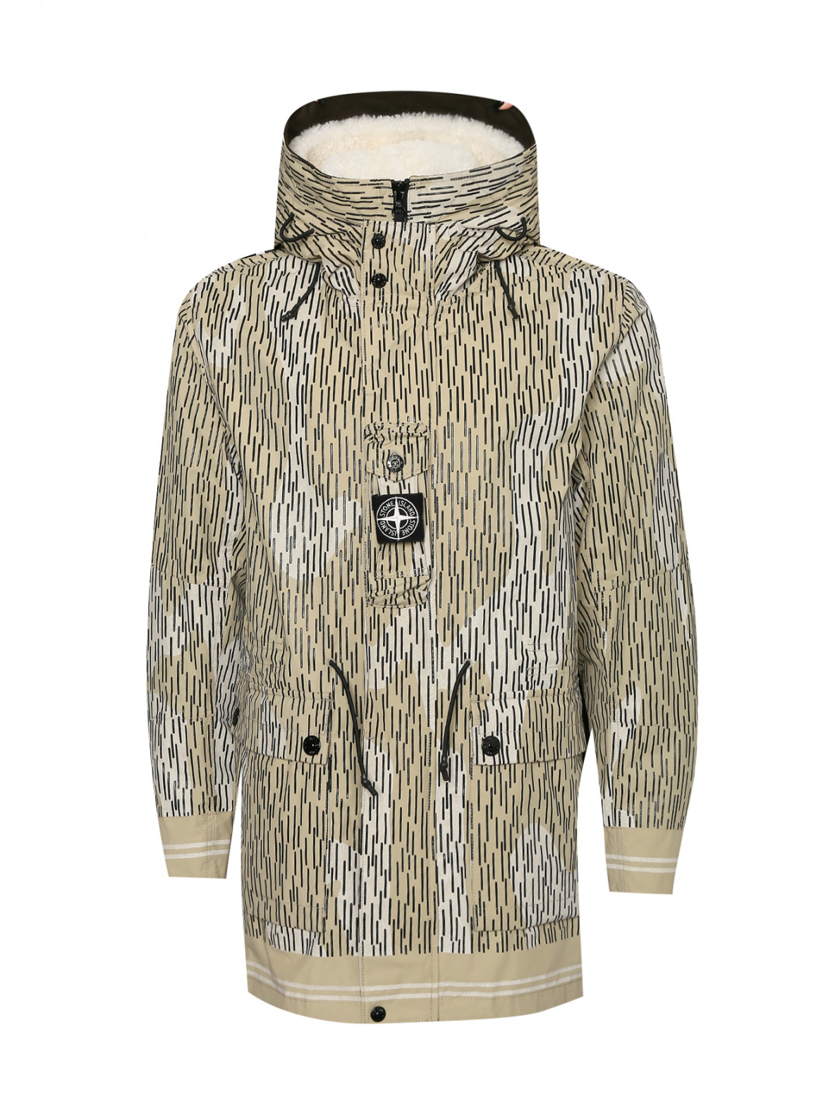 Куртка на молнии с накладными карманами Stone Island  –  Общий вид  – Цвет:  Бежевый