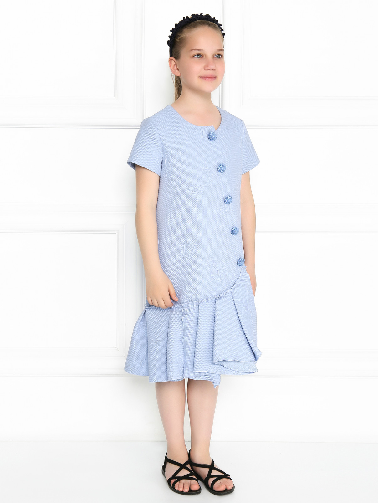 Платье из жаккарда свободного фасона MiMiSol  –  МодельВерхНиз  – Цвет:  Синий