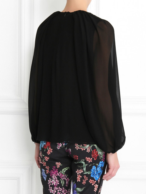 Блуза из шелка с декоративной вышивкой - Модель Верх-Низ1