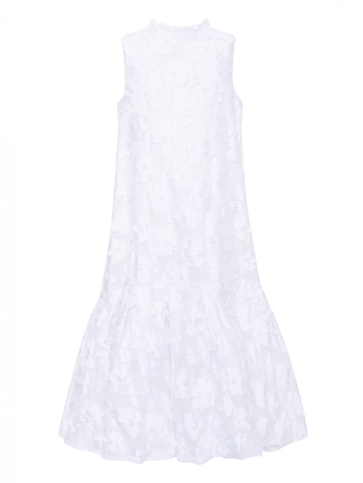 Платье свободного кроя с декором MiMiSol  –  Общий вид  – Цвет:  Белый