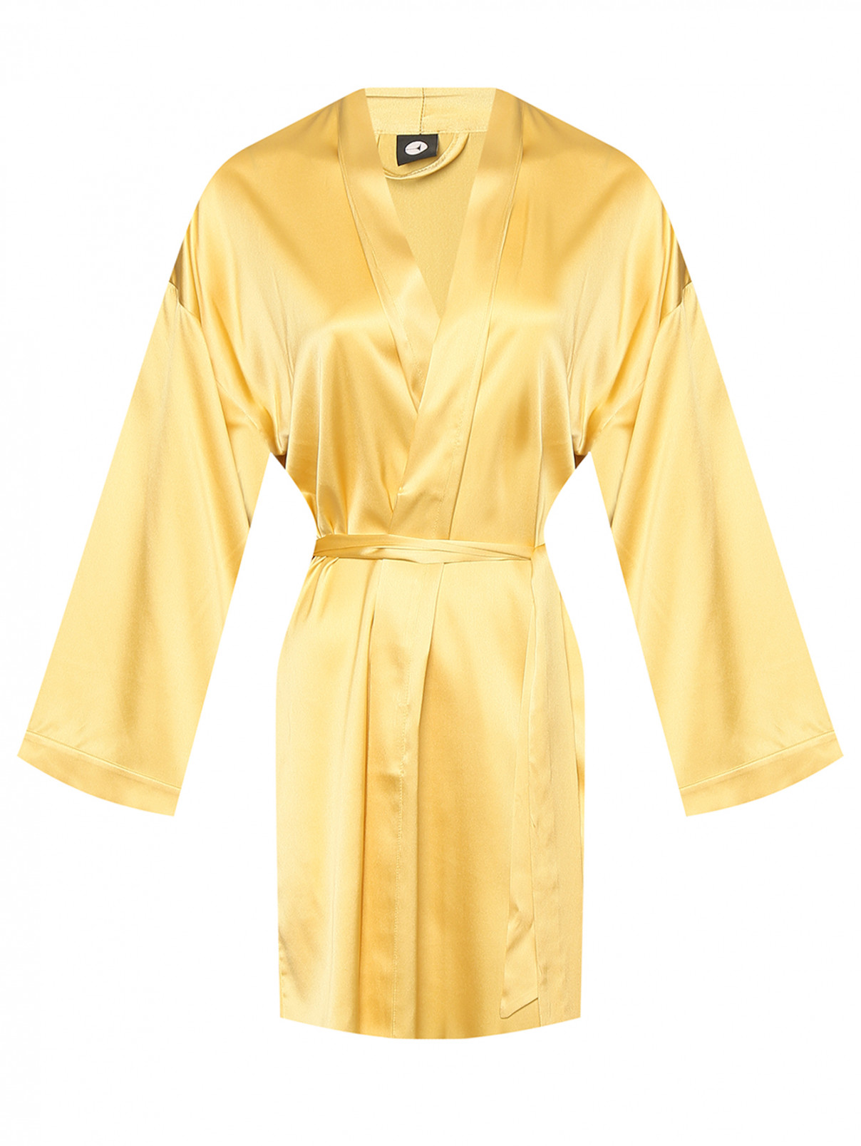 Укороченный халат из шелка Exilia  –  Общий вид  – Цвет:  Золотой