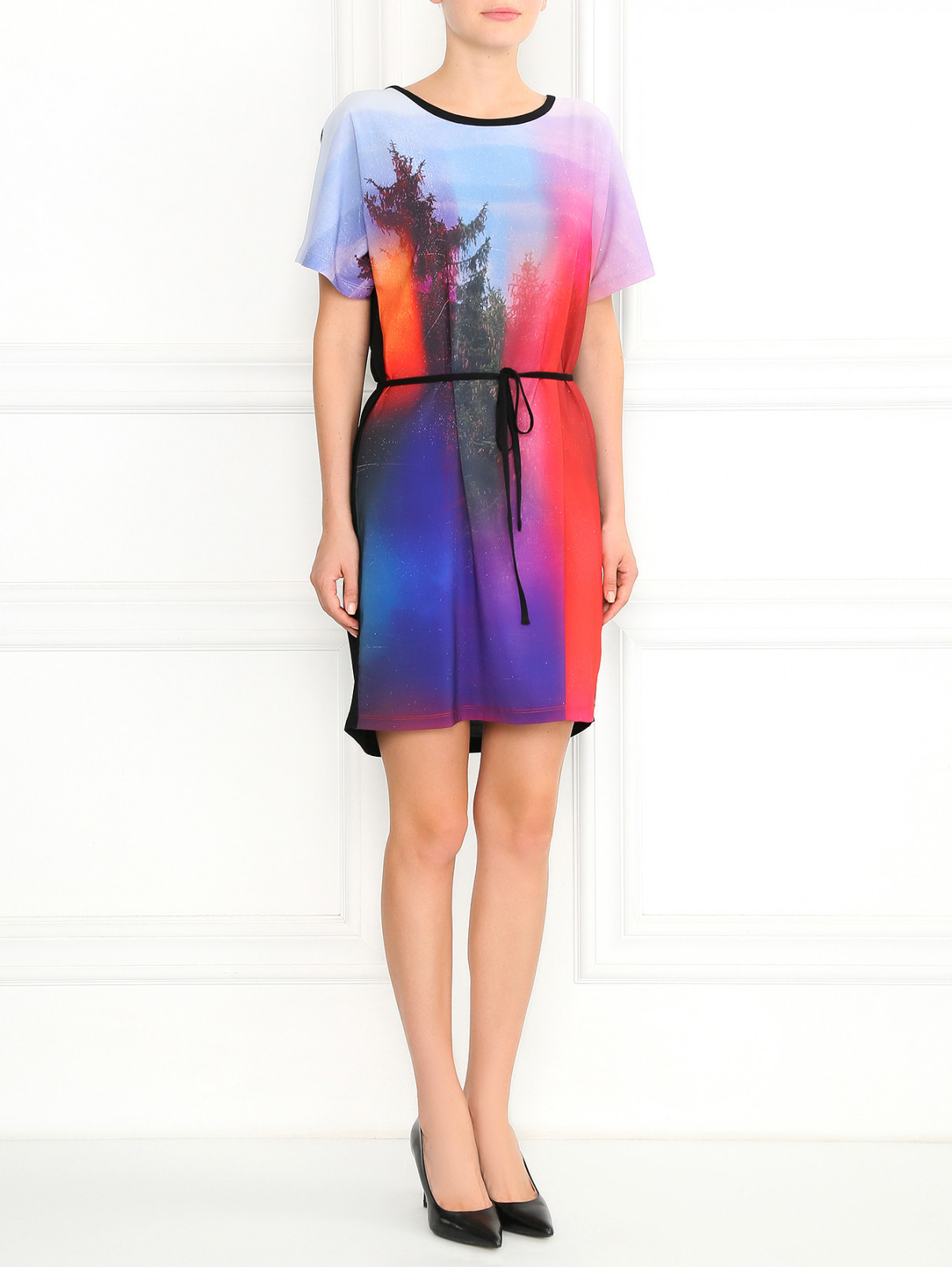 Трикотажное платье с узором и поясом Paul Smith  –  Модель Общий вид  – Цвет:  Узор