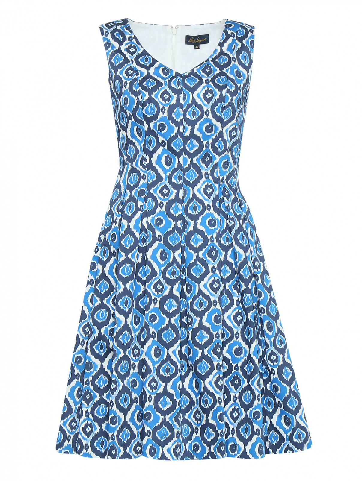 Платье из хлопка с узором Luisa Spagnoli  –  Общий вид  – Цвет:  Синий