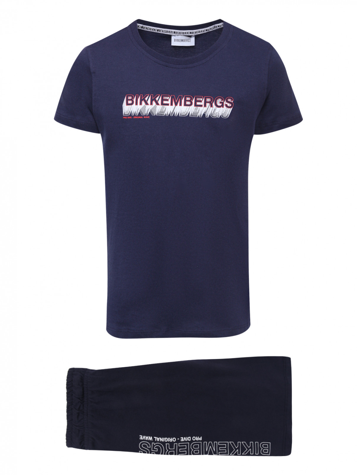 Костюм: футболка и шорты Bikkembergs  –  Общий вид  – Цвет:  Синий