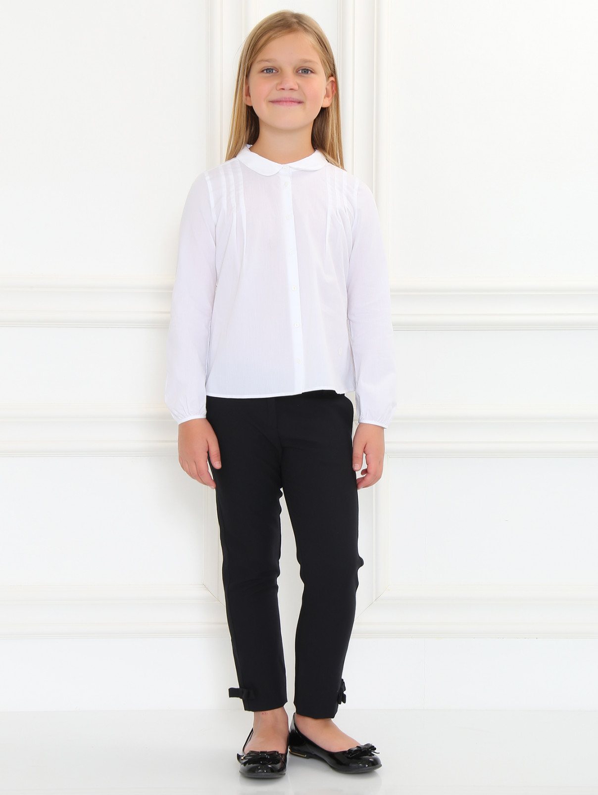 Блуза из хлопка с рельефными швами Baby Dior  –  Модель Общий вид  – Цвет:  Белый