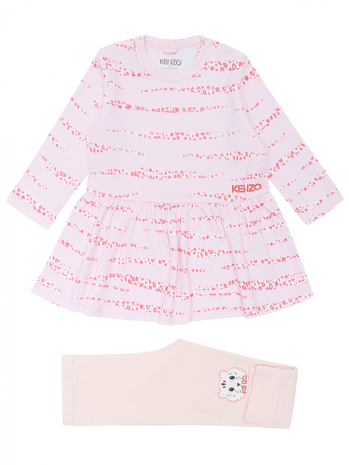 Комплект : Платье и брюки Kenzo  –  Общий вид  – Цвет:  Розовый