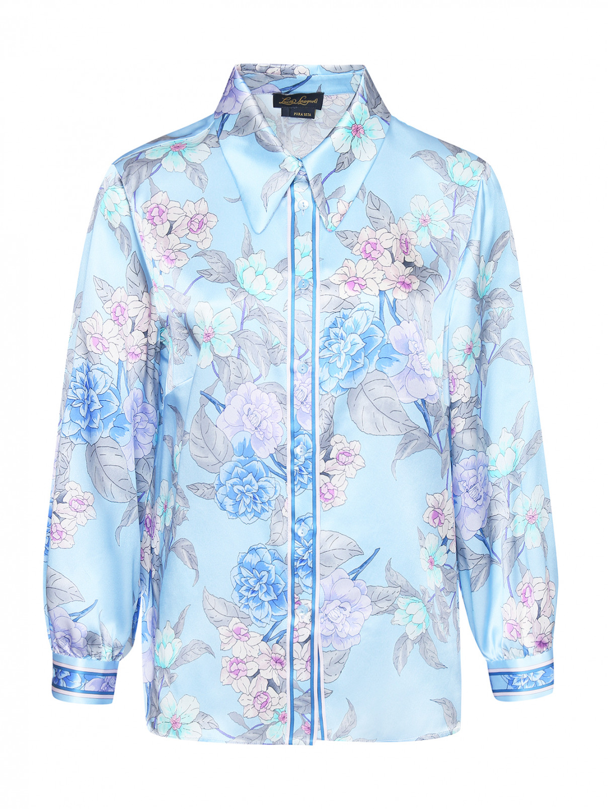 Блуза из шелка с цветочным узором Luisa Spagnoli  –  Общий вид  – Цвет:  Узор