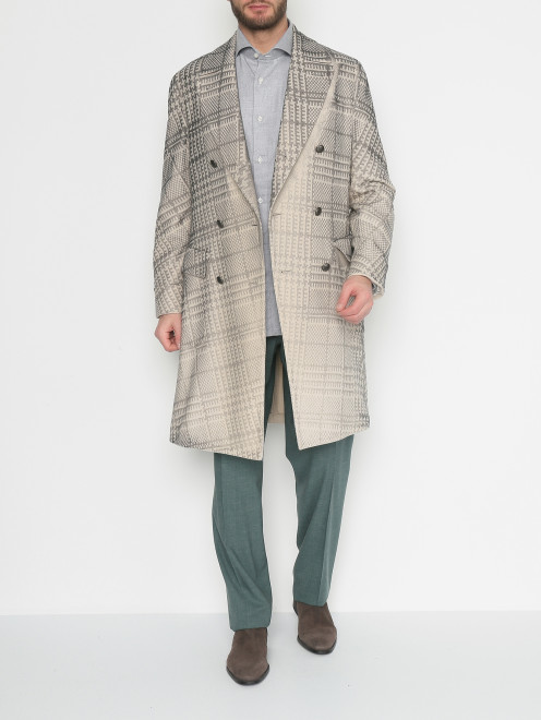 Двубортное пальто с узором Gabriele Pasini - МодельОбщийВид