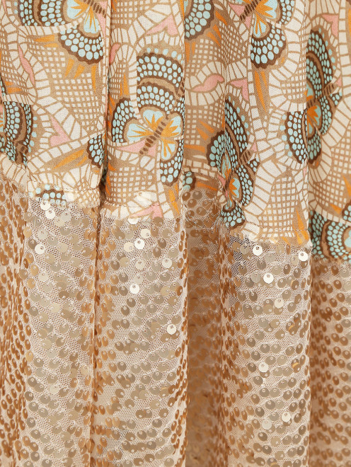Юбка из шелка с цветочным узором декорированная пайетками - Деталь1