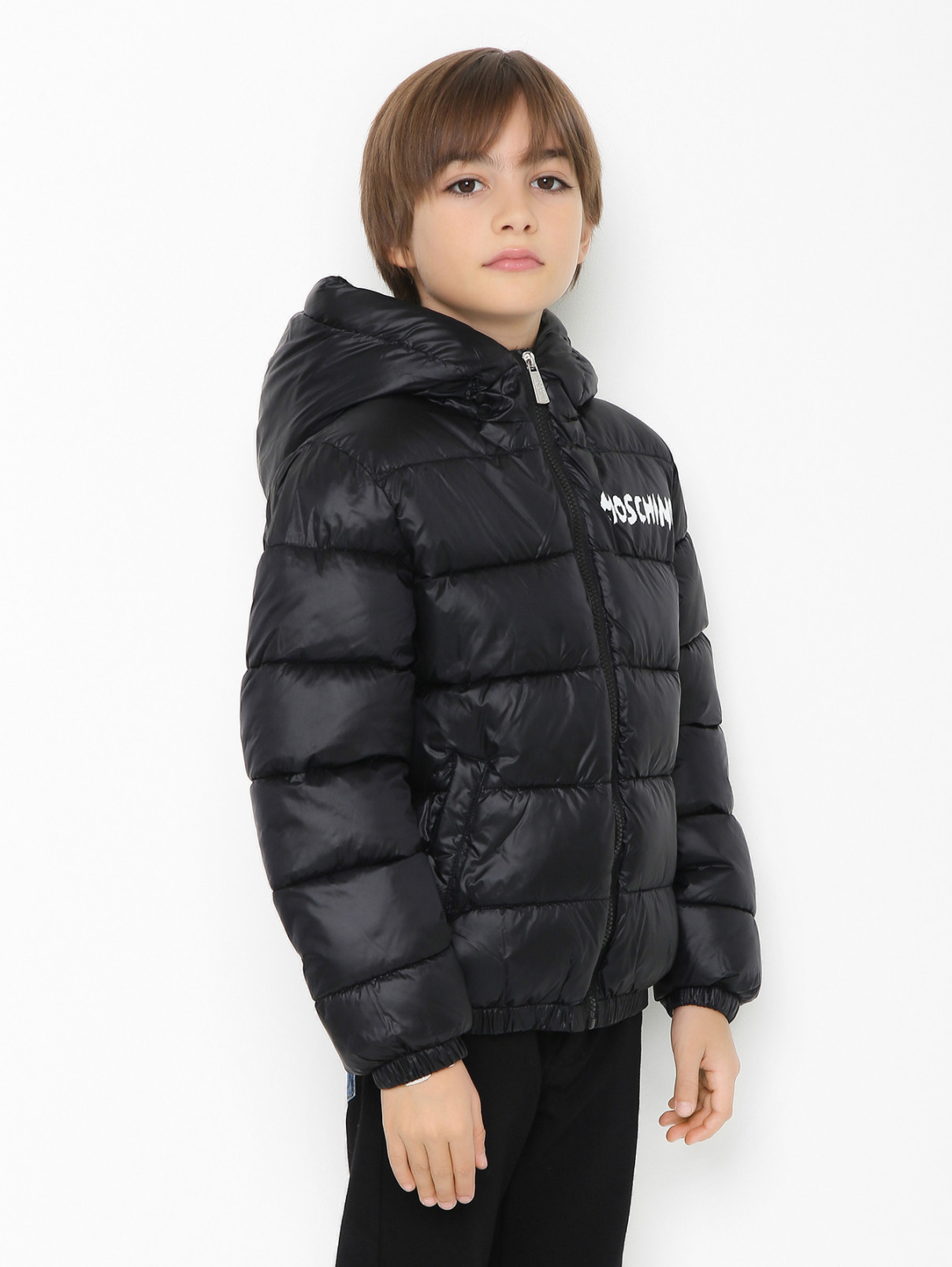 Утепленная куртка с карманами Moschino  –  МодельВерхНиз  – Цвет:  Черный