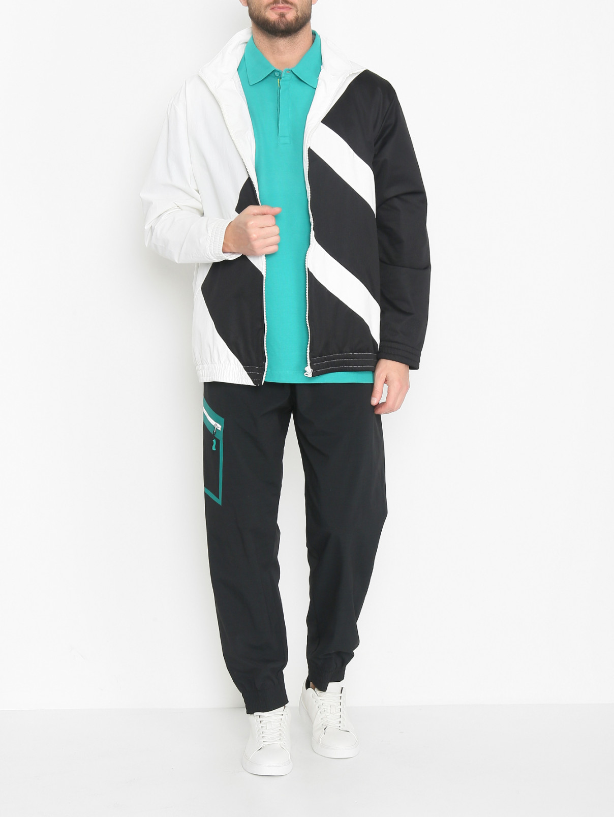 Ветровка с узором на молнии Adidas Originals  –  МодельОбщийВид  – Цвет:  Черный