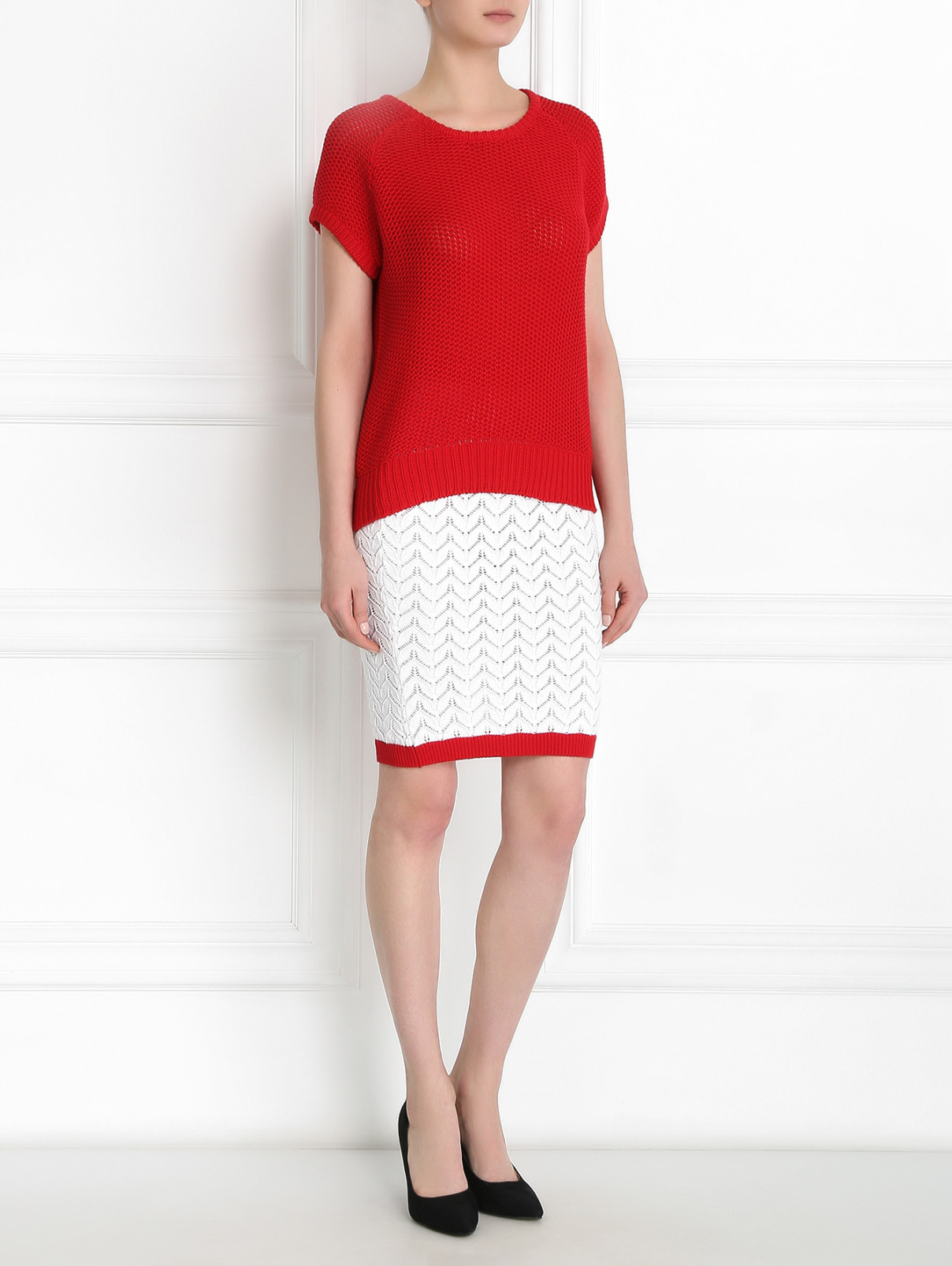Трикотажная юбка-карандаш из хлопка Au Jour Le Jour  –  Модель Общий вид  – Цвет:  Белый