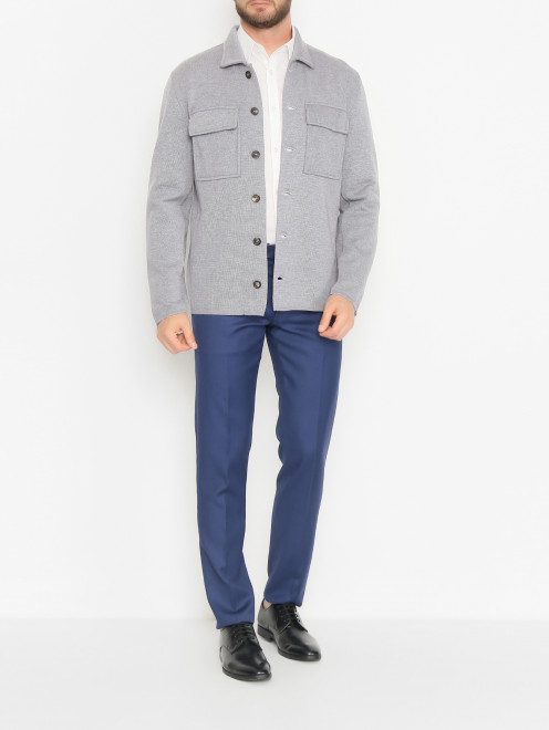 Трикотажный пиджак-рубашка из шерсти LARDINI - МодельОбщийВид